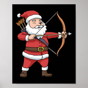 Christmas Archery Arrow Bow Hunting Santa Claus Poster