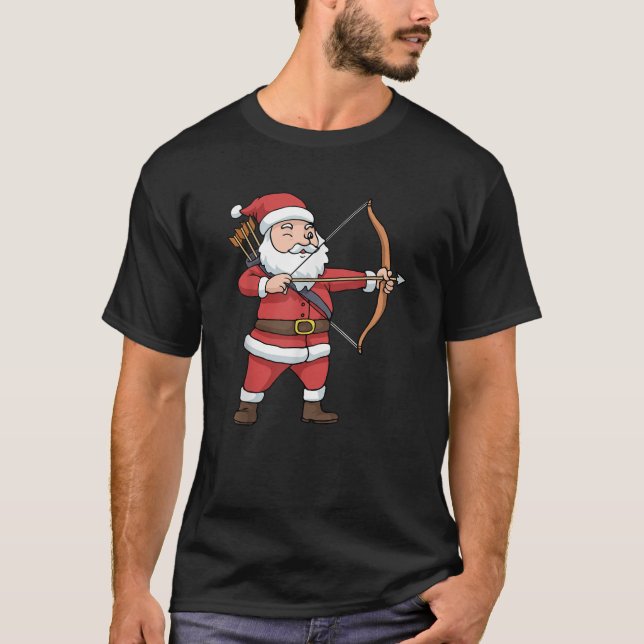 Christmas Archery Arrow Bow Hunting Santa Claus  T-Shirt (Front)