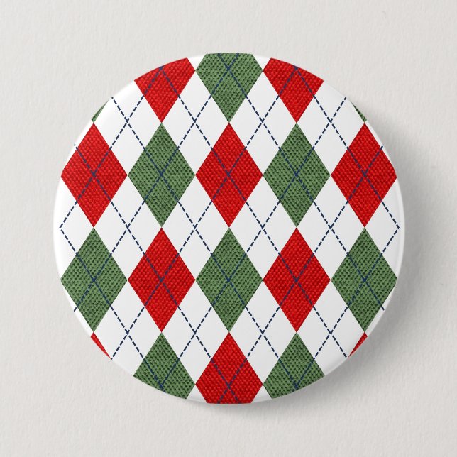 Christmas Argyle 7.5 Cm Round Badge (Front)