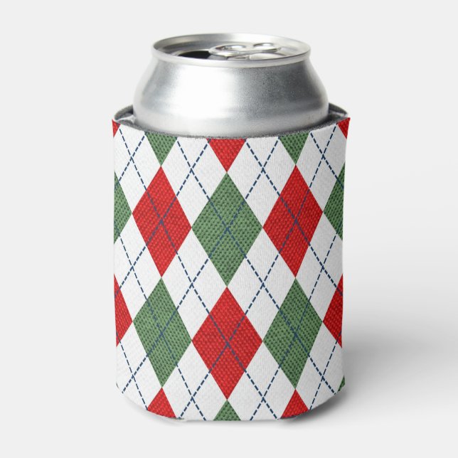 Christmas Argyle Can Cooler (Can Front)
