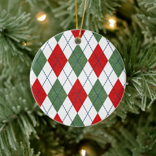 Christmas Argyle Ceramic Tree Decoration (Tree)