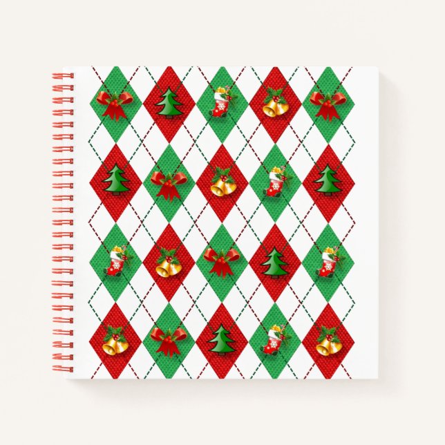 Christmas Argyle Cute Retro Journal / Notebook (Front)