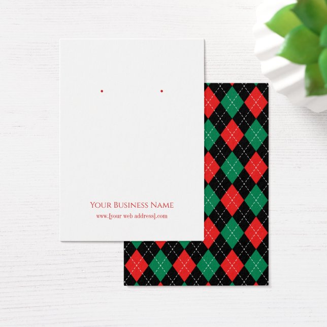 Christmas Argyle Earring Display Card (Desk)