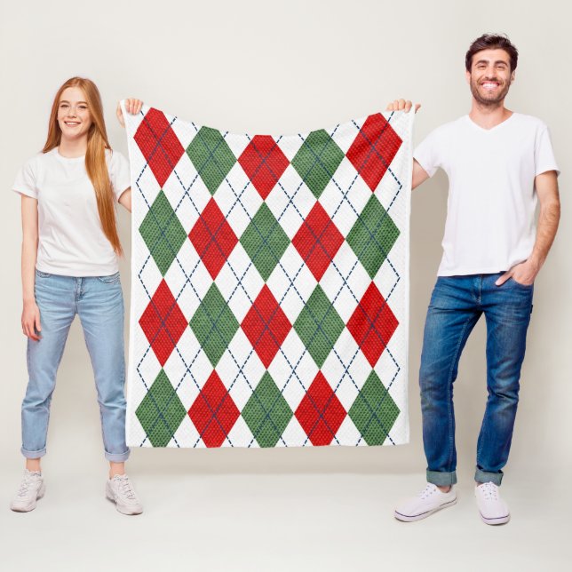Christmas Argyle Fleece Blanket (In Situ)
