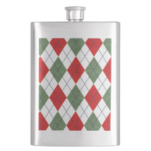 Christmas Argyle Hip Flask
