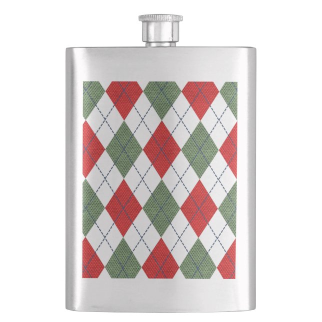 Christmas Argyle Hip Flask (Front)
