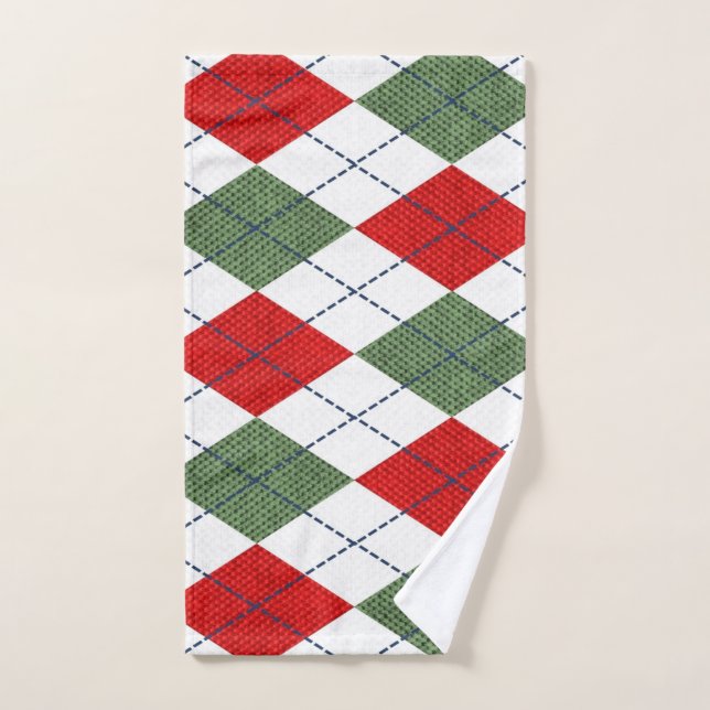 Christmas Argyle in holiday colours  Hand Towel (Hand Towel)