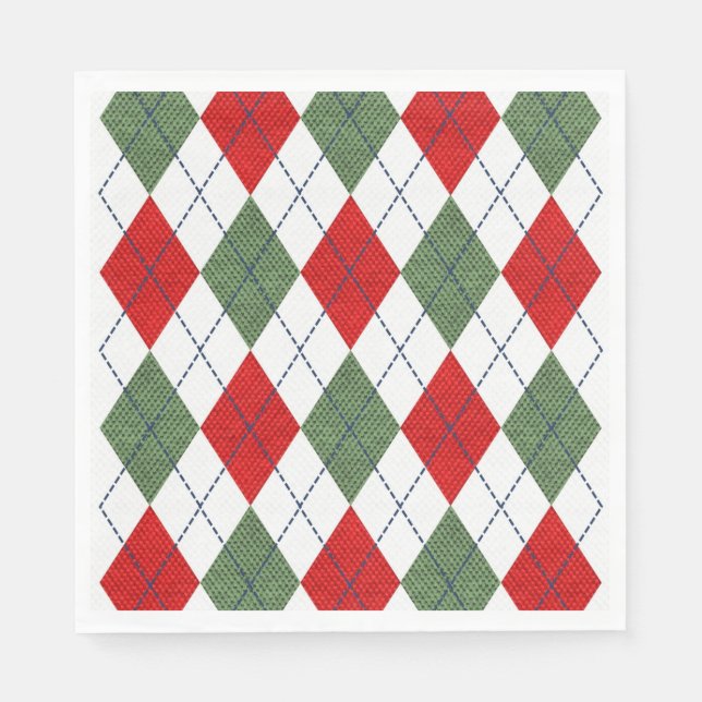 Christmas Argyle in holiday colours  Napkin (Front)