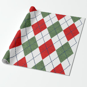 Christmas Argyle in holiday colours Wrapping Paper