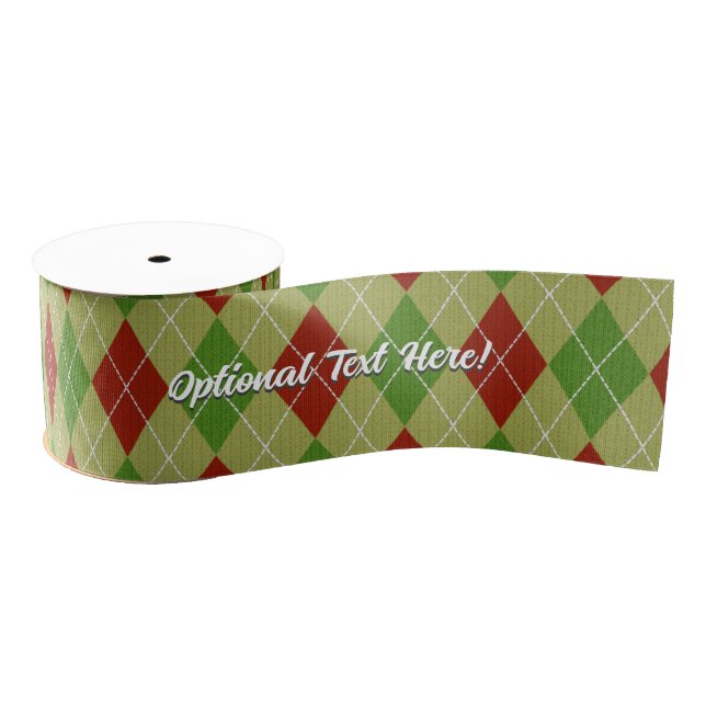 Christmas Argyle Knit with Personalised Message  Grosgrain Ribbon (Spool)