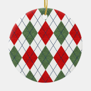 Christmas Argyle Ornament Round
