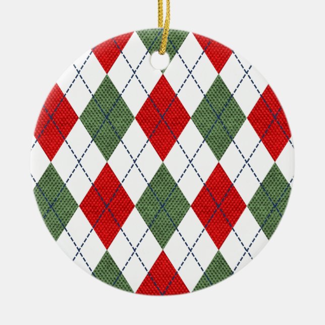 Christmas Argyle Ornament Round (Front)