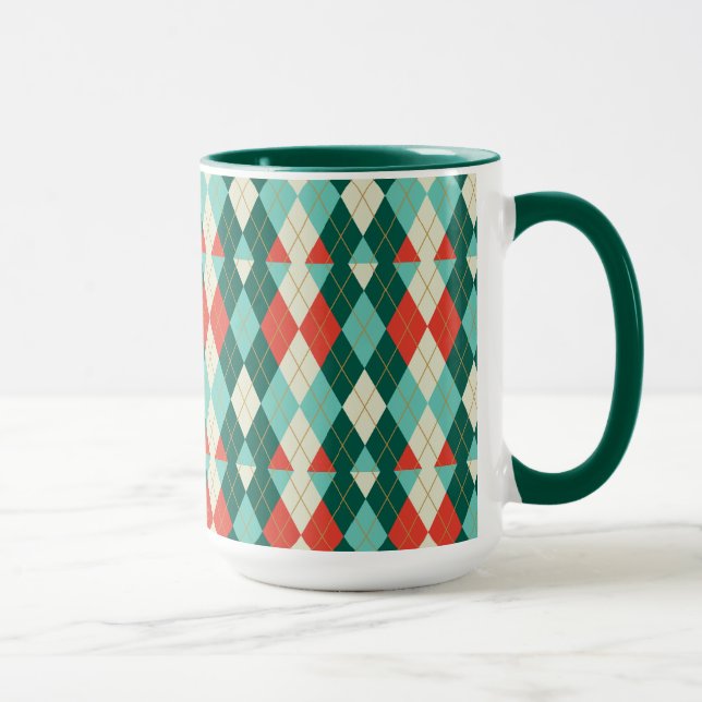 Christmas Argyle - Retro Style Mug (Right)