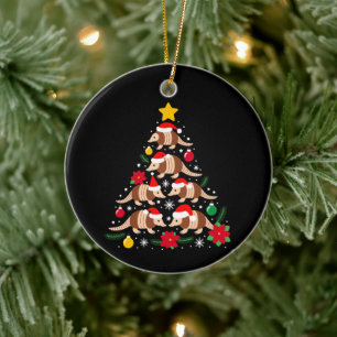 Christmas Armadillo Tree Santa Hat Ornaments Xmas