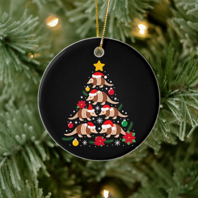 Christmas Armadillo Tree Santa Hat Ornaments Xmas (Tree)