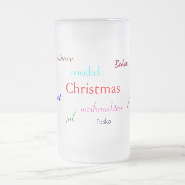Christmas Around The World Frosted Frosted Glass Beer Mug (Center)