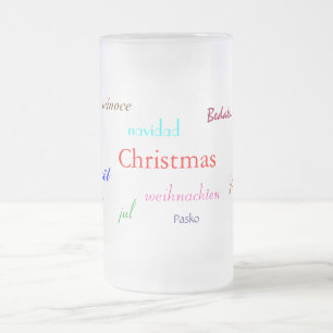 Christmas Around The World Frosted Glass Beer Mug