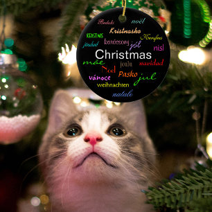 Christmas Around the World In Black Circle Ceramic Tree Decoration