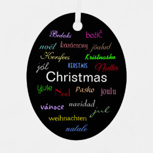 Christmas Around the World In Black Oval Metal Orn Tree Decoration