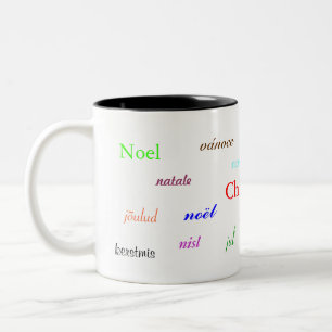 Christmas Around The World In White And Black Two-Tone Coffee Mug