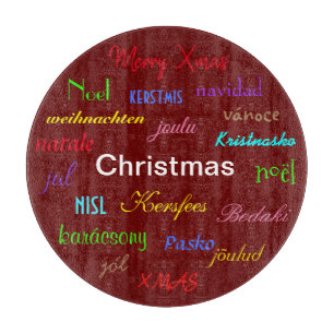 Christmas Around the World Modern Red Cutting Board