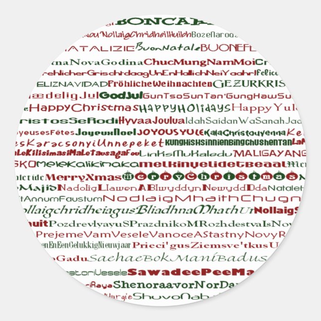 Christmas Around The World Text Design Rnd Sticker (Front)
