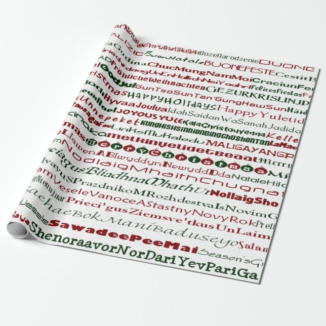 Christmas Around The World TextDsgn Wrapping Paper (Unrolled)