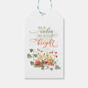 Christmas art All is calm All is bright quote Gift Tags