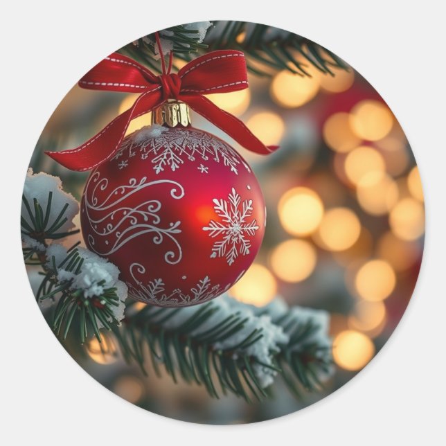 Christmas art classic round sticker (Front)