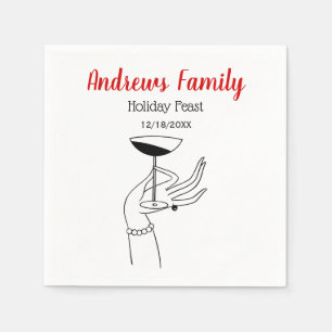 Christmas Art Deco Lady’s Holding Champagne Glass Napkin