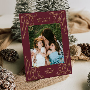 Christmas Art Deco Line Art Photo Holiday Card