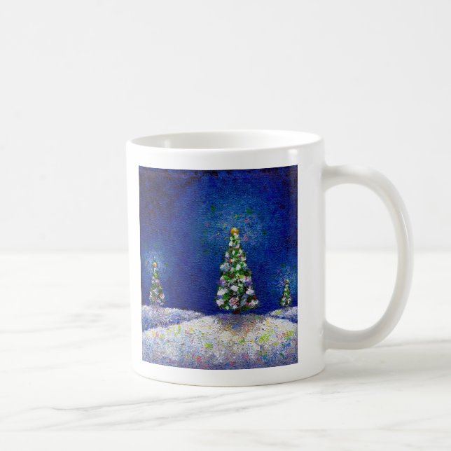 Christmas art fun colourful trees original coffee mug (Right)