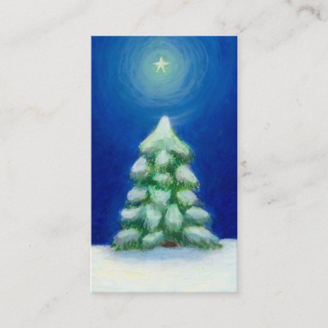 Christmas art holiday card tree snow December 25th (Front)