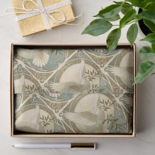 Christmas Art Nouveau Stylized Dove Illustration Tissue Paper