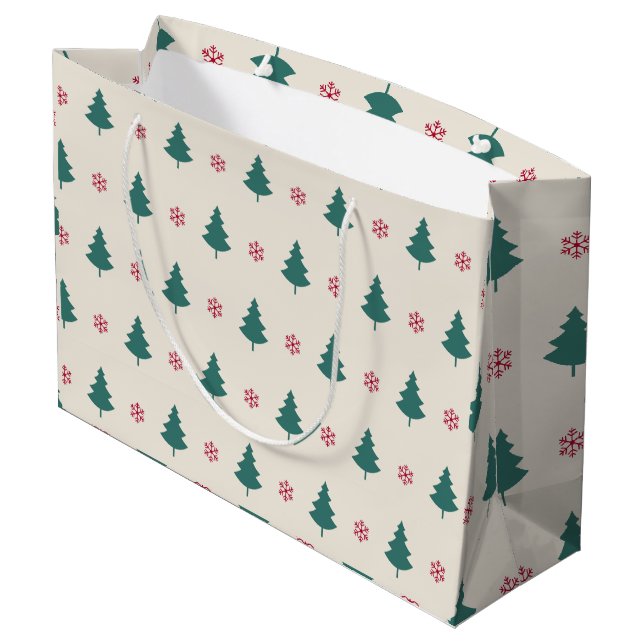Christmas Art Pattern One Little Christmas Tree Th Large Gift Bag (Back Angled)