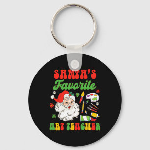 Christmas Art Teacher Painting Santa's Favourite A Key Ring