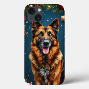 Christmas Artistic German Shepherd Elegance 🖤 iPhone 13 Case