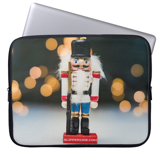 Christmas artistic nutcracker ornament SlipperyJoe Laptop Sleeve (Front)