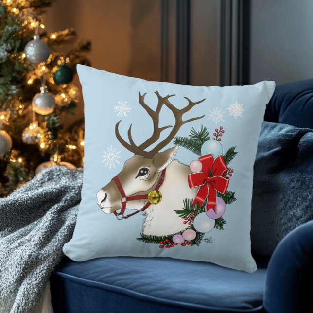 Christmas,as Reindeer Wreath Ornaments Cushion (Creator Uploaded)