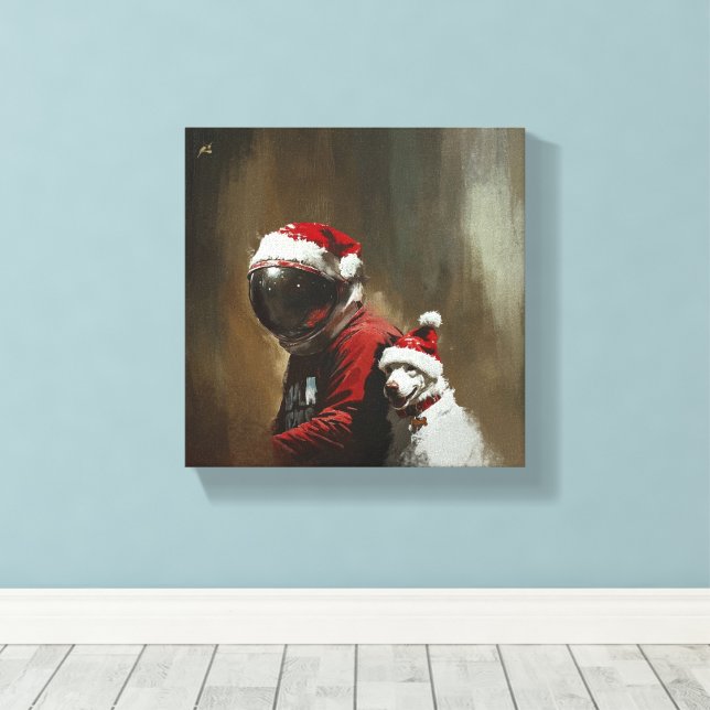Christmas Astronaut Canvas Print (Insitu(Wood Floor))