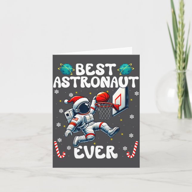 Christmas Astronaut Ever Santa Hat Snowflakes Cand Card (Front)