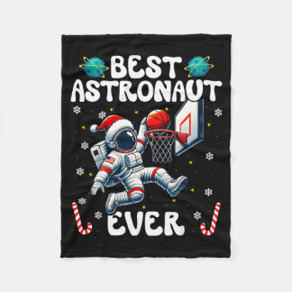 Christmas Astronaut Ever Santa Hat Snowflakes Cand Fleece Blanket