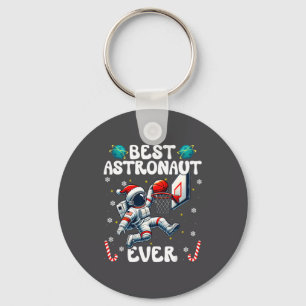 Christmas Astronaut Ever Santa Hat Snowflakes Cand Key Ring