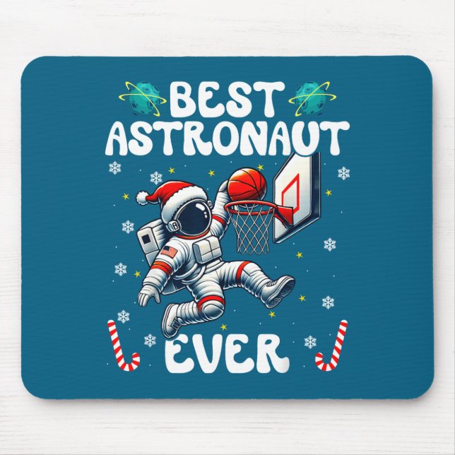 Christmas Astronaut Ever Santa Hat Snowflakes Cand Mouse Mat (Front)