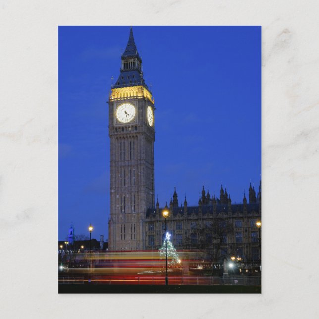 Christmas at "Big Ben", London UK Postcard (Front)