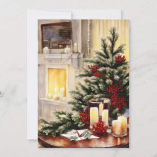 Christmas at home budget holiday card