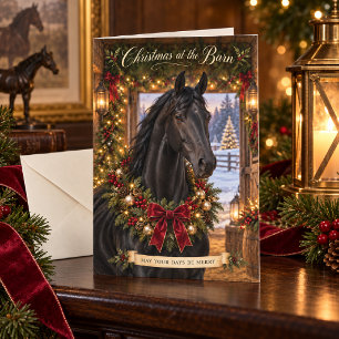 Christmas at the Barn Black American Saddlebred Card