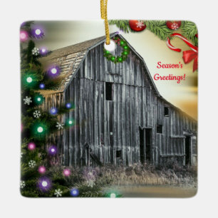 Christmas At The Barn Ceramic Ornament