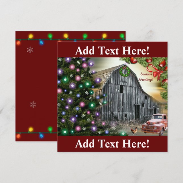 Christmas At The Barn Farm Truck Hen Thank You Card (Front/Back)