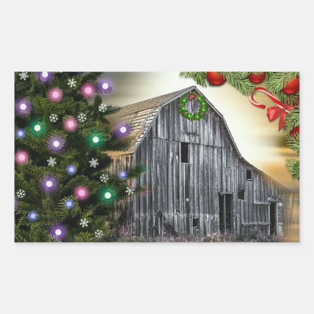 Christmas At The Barn Rectangular Sticker (Front)